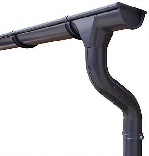 Komplettes Zink Dachrinnen Set bis 13.60 m | Anthrazit (RAL7024) | Type 110 | Pultdach (1 Dachseite)