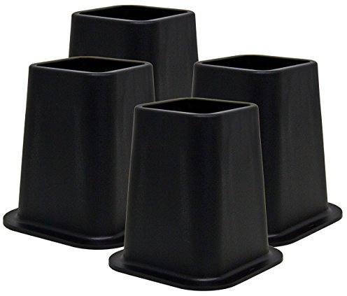 Kings Brand Furniture - Robuste 15,2 cm Betterhöhung, Möbelerhöhung, ideal für Unterbett-Aufbewahrung, 4 Stück, schwarz