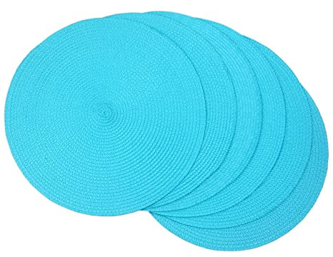 SCF2017, 6 tovagliette rotonde in polipropilene intrecciato Sky Blue