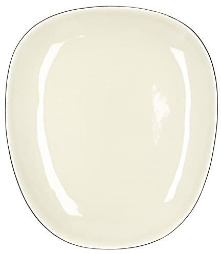 Van Well Servierplatte I edle Geschirr-Serie Elements I glasiertes Steingut Creme-schwarz I Servier-Platte als Vorspeisenteller Frühstücksplatte Servierteller I hochwertige Menüplatte 31cm