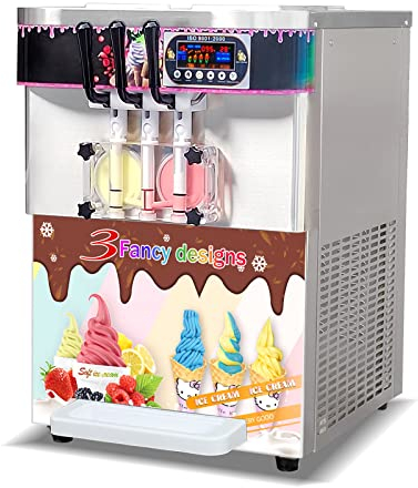 Kolice commercial 3 flavors soft ice cream machine,gelato yogurt ice cream machine-2+1 mixed flavors,upper tanks refrigerated,countertop,auto counting,auto washing, CE certified