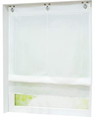 Joyswahl Voile Raffrollo mit Hakenaufhängung, ohne Bohren »Hanna« Schals Fenster Unifarbige Vorhänge BxH 60x130cm Weiß 1er Pack
