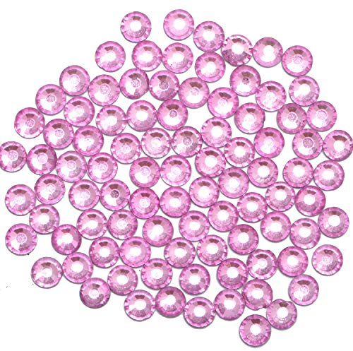 3000 Pieces Hot Fix Glass Flatback Rhinestones HotFix Round Crystal Gems (Pink, SS10)