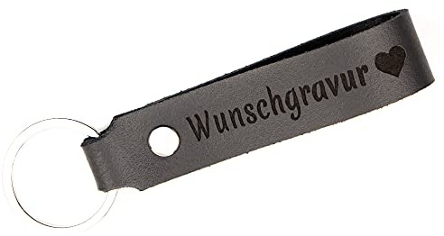 Tidero Schlüsselanhänger Leder mit Wunschgravur, individuelle Gravur - personalisiert Schlüsselbund Namen Auto - Geschenk für Männer Frauen Jahrestag - 100% Handmade in Germany - Grau