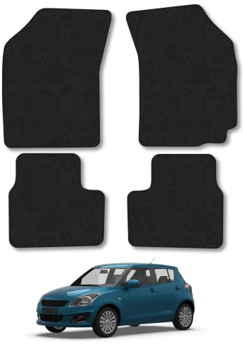 Suzuki Swift (2010-2017) Carpet Car Mats | Black Edge Trim Tailored Fit Floor Mats Full Coverage Protection Accessories Easy Clean Anti Slip Made in the UK