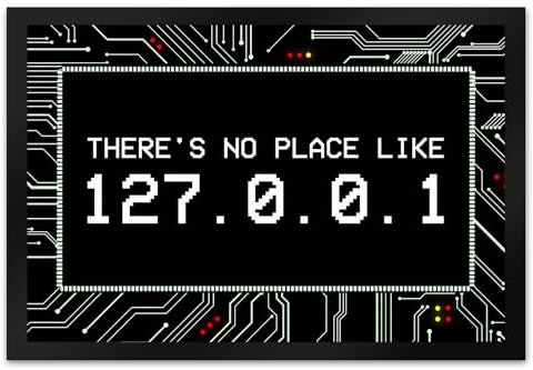 trendaffe - Localhost Fußmatte mit IP Adresse 127.0.0.1 in weiß - There's no Place Like