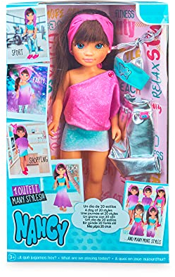 NANCY - 1001 Optik! Brunette Puppe umwandelbar spezielle Moderne Kleidung, Farben, die Form ändert Sich in verschiedenen Outfits und Mode-Accessoires zu Machen, ab 3 Jahren Famosa, (700016635)