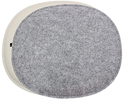 Luxflair Ovale Filz Sitzkissen 6er Set mit Füllung Graumeliert/cremeweiß, ca. 35,5x31cm, waschbar bei 30°C. Moderne Sitzauflage für Designer Stühle