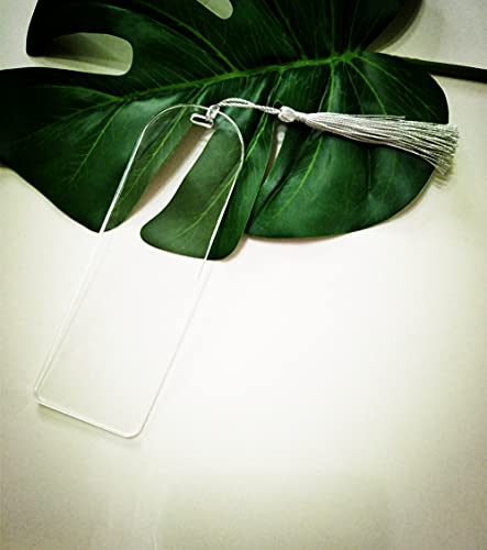 Acryl-Lesezeichen, Planer, Lesezeichen, Acryl, blanko, Lesezeichen mit Mini-Lesezeichen-Quasten für DIY-Projekte und Geschenkanhänger, transparent, 10 Stück