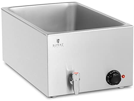 Royal Catering RCBM_GN1/1 Bain Marie 600 W GN 1/1 ohne Behälter Ablasshahn Wasserbad Speisenwärmer