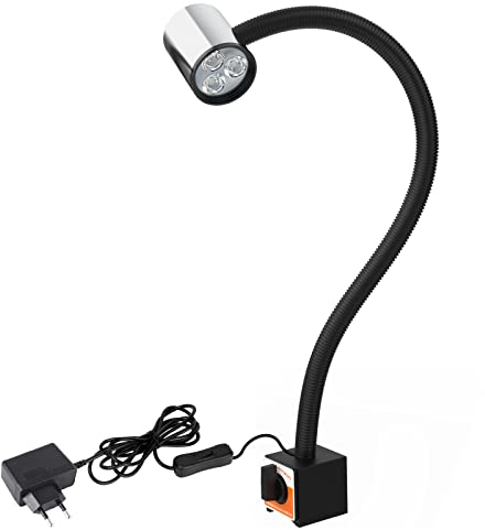 Magnetisches Licht Flexibles Schwanenhals Led Wasserdicht Arbeitslicht mit verstellbarer Basis fùrDrehmaschine Cnc-Fräsbohrmaschine Nähmaschine Industrielle Beleuchtung(9W)
