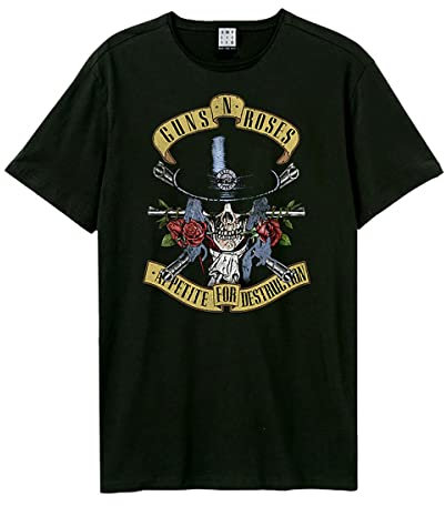Amplified Guns N Roses Top Hat Skull Charcoal T-shirt (XL)