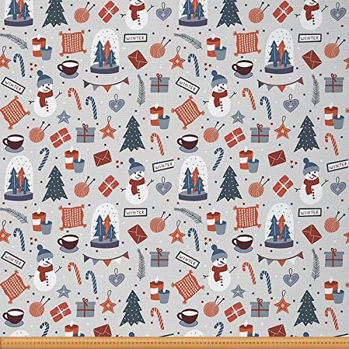 Weihnachtsstoff Meterware Weihnachtsbaum Polsterstoff Karikatur Schneeflocke Schneemann Dekorstoff Geschenk Zuckerstangen Stoff für Drinnen Draußen Kiefernbaum DIY Kunst Stoff Rotgrün 92 x 150 (HxB)