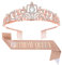 ZMREN Tiara Kristallkrone mit Birthday Queen Geburtstags Schärpe, Prinzessin Birthday Crown Prinzessin Kronen Haar-Zusätze für Abschlussball Partyzubehör Halloween - Golden