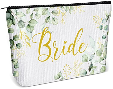 Bride Geschenke Bride Makeup Tasche Bride to Be Kosmetiktasche für Hochzeitstag Tochter Brautparty Verlobungsgeschenk Reise Schminktasche, 23 x 15 cm