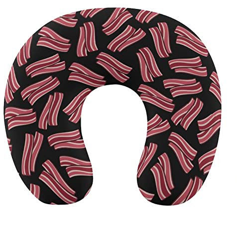 DJNGN Bacon Strips Reise-Nackenkissen U-Form für Kopf- und Nackenstützkissen Memory-Schaumstoff-Kopfstütze für Auto-Büro-Zuhause-Schlafen