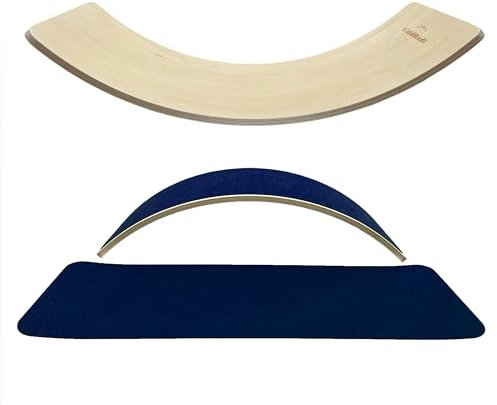 KiddiRedi® Wooden Balance Board Montessori Wobble Sensory Feeling Toddler Kids Adults Curvy Seesaw Swing Learning Development Health Physical Education Toy Free Felt Toy Play Autism ADHD (DarkBlue)