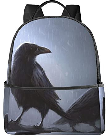 FJAUOQ niedliche Hunde Rucksäcke für Mädchen Jungen, Grundschule Taschen Kindergarten Büchertaschen Rucksack für Schule, Raben, One size