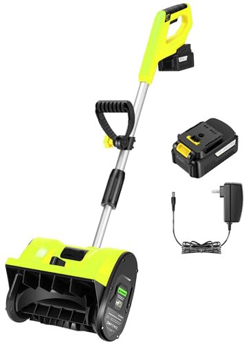 Pala da neve senza fili, spazzaneve elettrico alimentato a batteria da 20 V 12 pollici con impugnatura anteriore regolabile e 3 direzioni di lancio regolabili, batteria da 4,0 Ah e caricabatterie