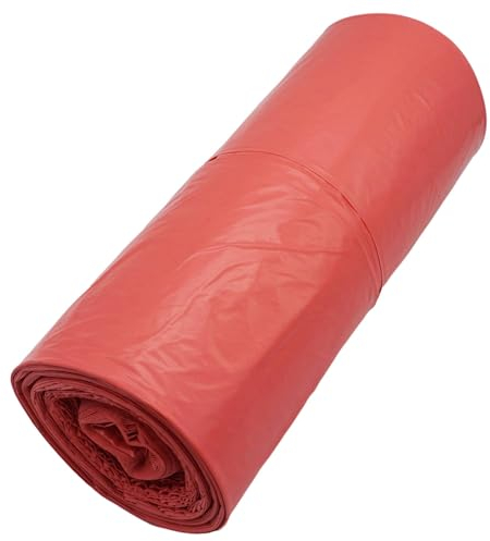 SKIR'CO Bolsas de basura de 160 litros, bolsas de basura rojas de 90 x 110 cm, bolsas de basura de color rojo (120 unidades)