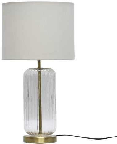 Walpole - Fluted Glass Antique Brass 49cm Table Lamp with Ivory Shade