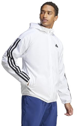 adidas Essentials 3-Stripes Windbreaker Veste de vêtement, Blanc/Noir, XL Hommes