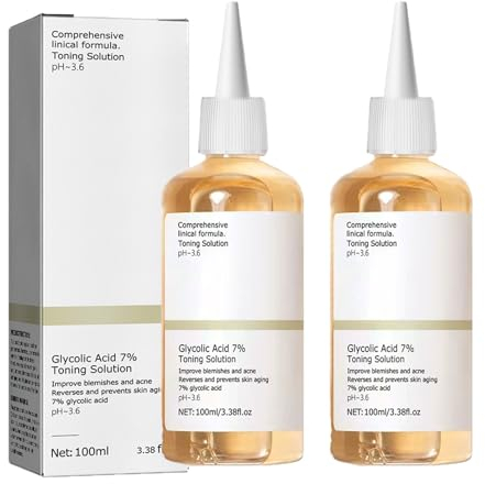 Glykolsäure 7% Toning Solution,2pcs Glykolsäure Toner,Hydrating Toning Resurfacing Solution for Moisturize & Strengthen Skin,Improve Blemishes and Acne, Reverses&Prevents Skin Aging 2pcs
