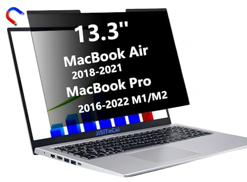 JiSiTeCai Magnetic Privacy Screen Filter for MacBook Pro 13-inch (2016-2023, M1, M2) and MacBook Air 13 (2018-2023, M1), Detachable Laptop Privacy Filter Anti-Glare Blue