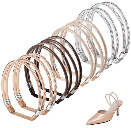 lasuroa 4 Paar Absatz Schuhriemen, 13,5 cm Schuhband Bsätze Abnehmbare Schuhriemen High Heel Schuhriemen Chuhbänder Bsätze mit Strass-Fesselriemen mit Anti-Rutsch-Aufkleber für Lose Schuhe Absätze
