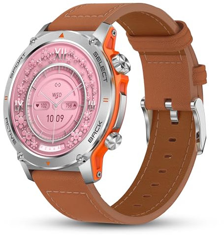 Popglory Smartwatch Herren, 1.43 AMOLED Always-On Display Anrufuhr, Dynamisches HI & SOS-Notruf, Herzfrequenz-Warnung Blutdruck Schlaf, Fitnessuhr 110+ Sportmodi Geschenk, GPS Navigator in app