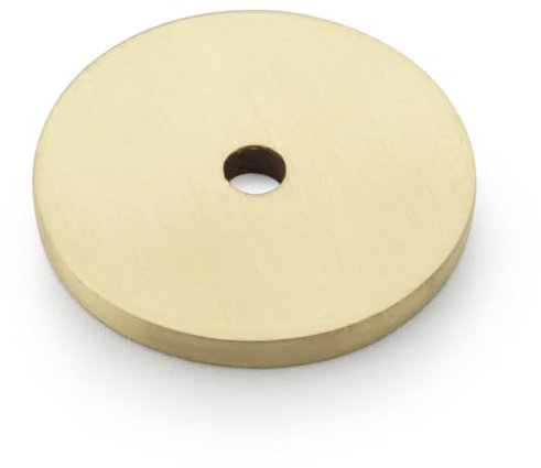 Round Kitchen Door Knob Backplate - Satin Brass 30mm Diameter Circular Plate