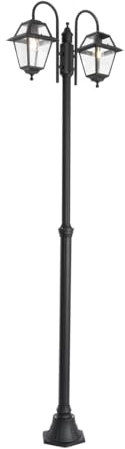 Qazqa - Klassisch I Antik Klassische Außenlaterne schwarz 235 cm 2-Licht IP44 - Berta I Außenbeleuchtung - Aluminium Quadratisch - LED geeignet E27