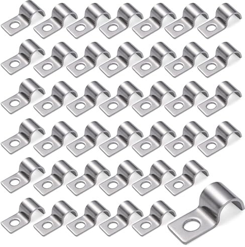 JOAASU Attache de Fixation Pour Tube en U 10 mm, Collier de Fixation Inox, Mini Collier de Serrage en U, 304 Acier Inoxydable, Tuyau Pour Fixation/Attache Tube, 40 Pièces, Argent
