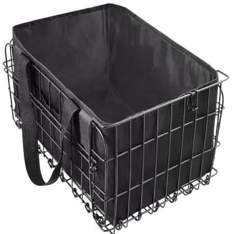 Cachpib Hinterradkorb, Fahrradkorb hinten mit herausnehmbarer Futtertasche und reflektierendem Blatt, faltbarer Metall-Heckradkorb für Outdoor, Radfahren, Einkaufen