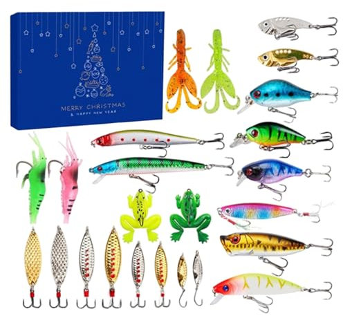 Adventskalender 2024 Weihnachtsangelkalender Kreativer Weihnachtsangelkalender Countdown-Kalender Neuartige Angelköder Adventskalender Geschenke
