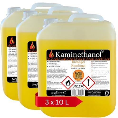 30 Liter Brenngel Kamin 3 x 10 L Gel Brennstoff Kanister Gelkamin Bioethanol