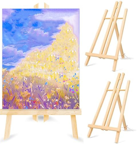 Holzstaffelei, klappbar, 19 x 30 cm, dekorativer Tischständer, Platzsparend, für Bilder, Malerei und Kinder