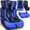 KIDUKU Seggiolino auto con coprisedile, cresce con il bambino, sedile, universale, approvato con la normativa ECE R129/03, 9-36 kg (1-12 anni), gruppo 1+2+3 (Noir/Blu)