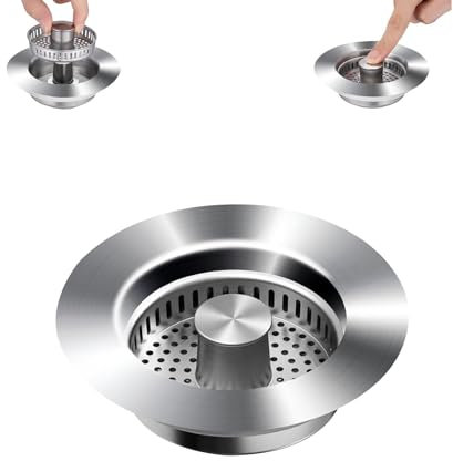 MINGRUO Bouchon Evier Cuisine, Évier de Cuisine Passoire, Filtre Evier Cuisine INOX, lavabo-crepine evier Cuisine, Anti - Blocage Anti-Odeur