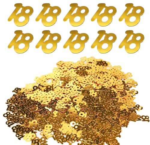 Flewdart 1000pcs tischdeko 18,Konfetti 18 geburtstag goldenes 40g, geburtstag gold junge mädchen, für tisch deko streudekoHochzeit Geburtstag Happy Birthday(goldenes, 18 40g)