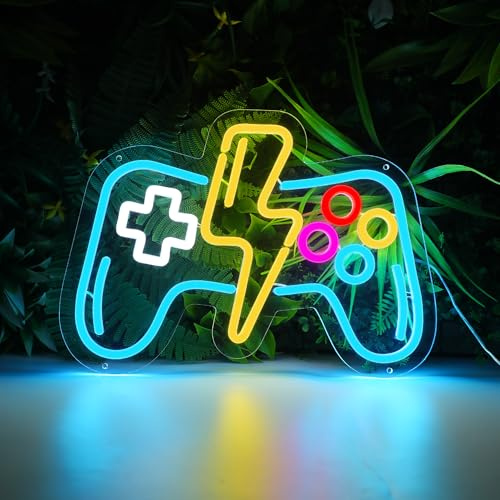 DWOOKE Gamer-Neonschild für Spielzimmer-Dekor, dimmbares Gaming-Neonlichtschild, Wanddekoration, LED-Leuchten für Jungen-Schlafzimmer-Zubehör, Gamer-Geschenke für Jungen, Kinder, Teenager, Männer