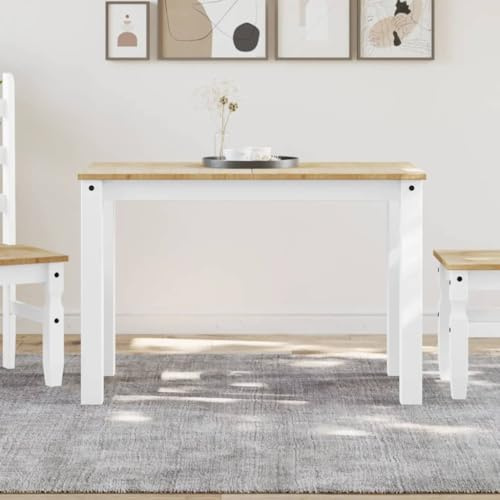 INLIFE Esstisch Panama Weiß 117x60x75 cm Massivholz Kiefer,Möbel,Tische,Esstische,Weiß,15.3 KG,4005704
