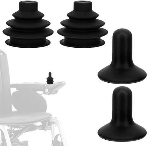 2 Sets Controller Knob and Gaiter for Electric Wheelchair, Universal Silicone Wheelchair Joystick Cover for Mobility Scooters, Joystick Button Cover Electric Wheelchairs Accessories(Black