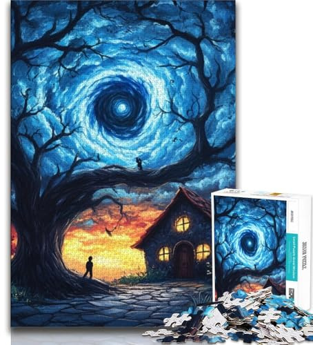 Sternenhimmel-Baumhaus-Puzzle mit 1000 Teilen für Teenager, anspruchsvolles Spiel und Familienspiel mit vollständig ineinandergreifenden, zufällig geformten Teilen (50x75cm)