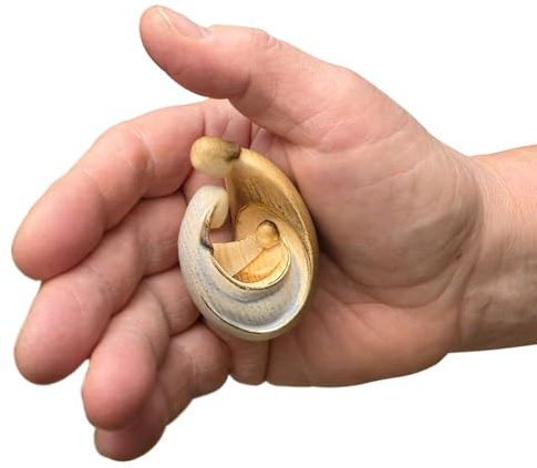 Herzmensch Miniatur Heilige Familie aus bemaltem Eschenholz - 6 cm - Kunsthandwerk aus dem Grödnertal zu Weihnachten als kleines Geschenk