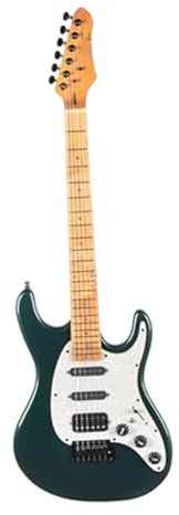 Anfänger Elektrische Gitarre Solide E Gitarre 7 Saiten Metallic Finish Pappelkorpus Ahornhals Griffbrett Verstellbare Brücke SSH Tonabnehmer(Green Black)