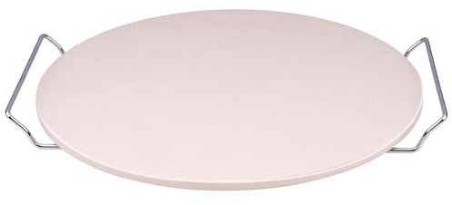 Pizzastein Ø 33 cm für Backofen & Grill mit Edelstahl-Halterung 1 cm Stark Ofen Gasgrill Pizza Stein Backstein