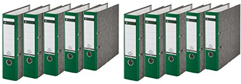Leitz hochwertiger Ordner 180°, breit | 10er Pack, grün, 1