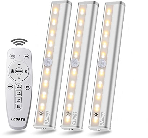 LDOPTO lampe led sans fil 3 packs avec télécommande murale | lumiere led pour chambre | lampe de placard sont utilisées dans les armoires et les vitrines. Aucun câblage requis
