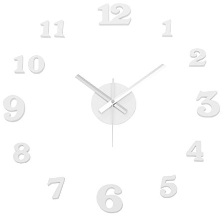 LOLAhome Reloj de Pared Adhesivo Moderno Blanco de Polipropileno de 60 cm